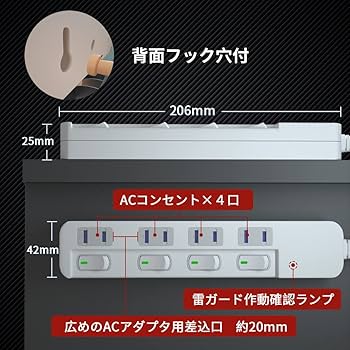 Amazon.co.jp: SAYBOUR 電源タップ 雷ガード 個別スイッチ 節電